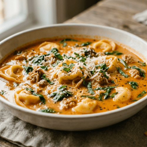 creamy tomato tortellini soup