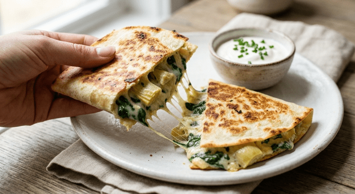 spinach artichoke quesadilla