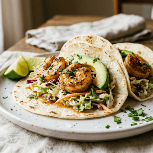 garlic butter shrimp tacos