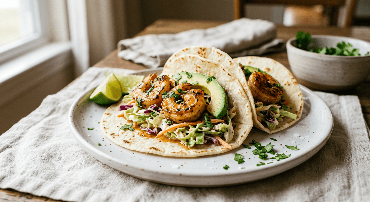 garlic butter shrimp tacos