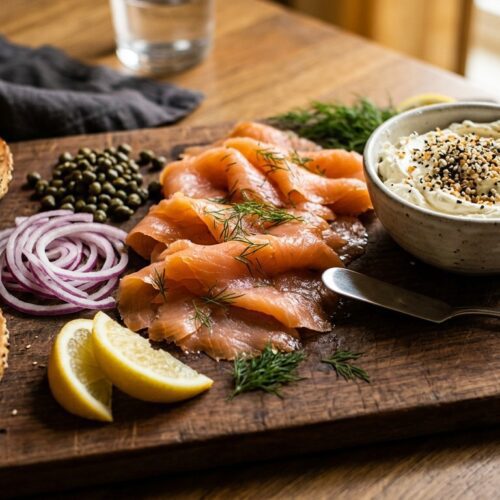 smoked salmon bagel board