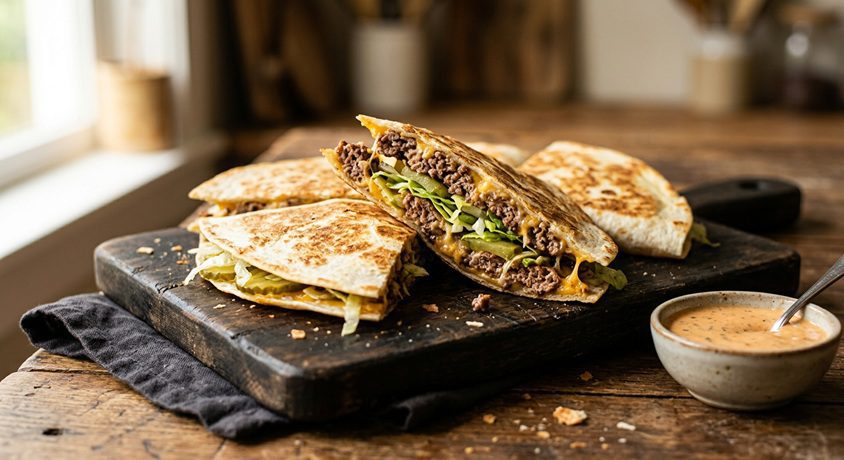smash burger quesadilla