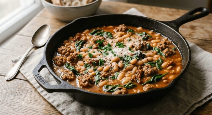 tuscan white bean and sausage skillet