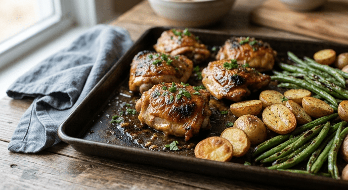 sheet pan honey mustard chicken thighs