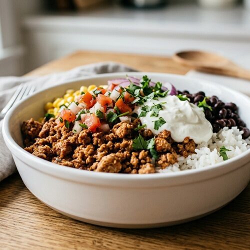 high protein turkey taco bowls