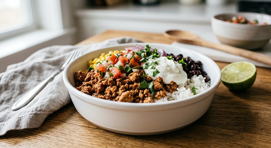 high protein turkey taco bowls