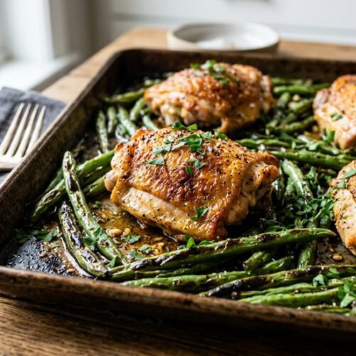 sheet pan chicken thighs and green beans