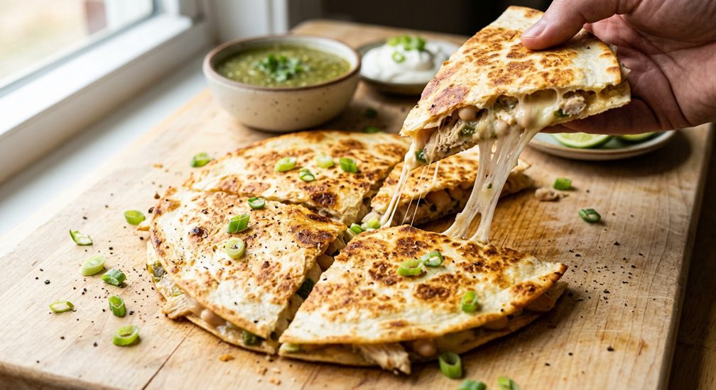 White Chicken Chili Quesadilla with Rotisserie Chicken