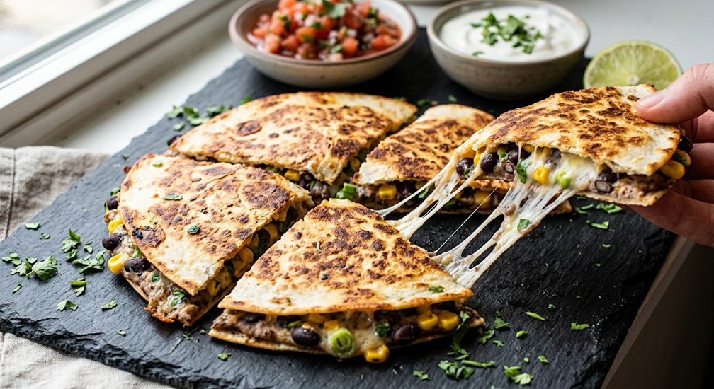 black bean and corn quesadilla