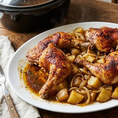 Dump and Go Slow Cooker Chicken Leg Quarters and Potatoes