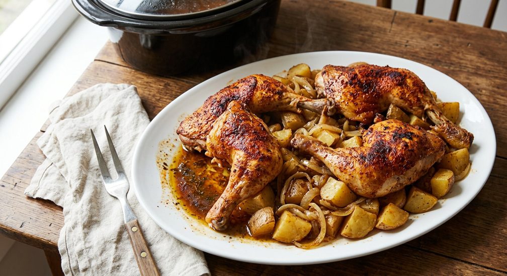 Dump and Go Slow Cooker Chicken Leg Quarters and Potatoes